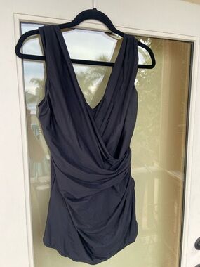 Women's Long Torso SlenderSuit V-Neck Skirted Low Leg One Piece